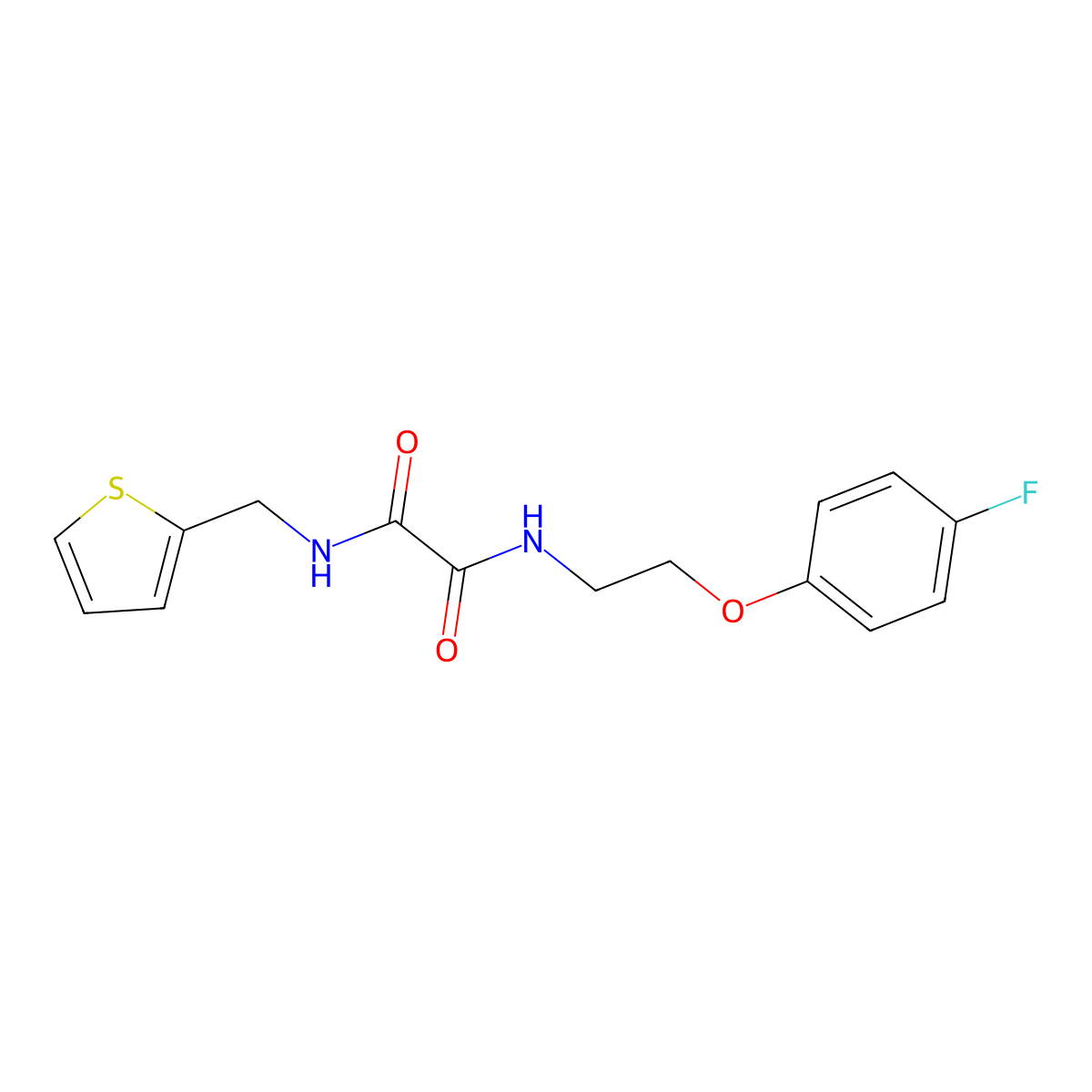 N1-(2-(4-fluorophenoxy)ethyl)-N2-(thiophen-2-ylmethyl)oxalamide molecular structure, CAS 1206995-35-8