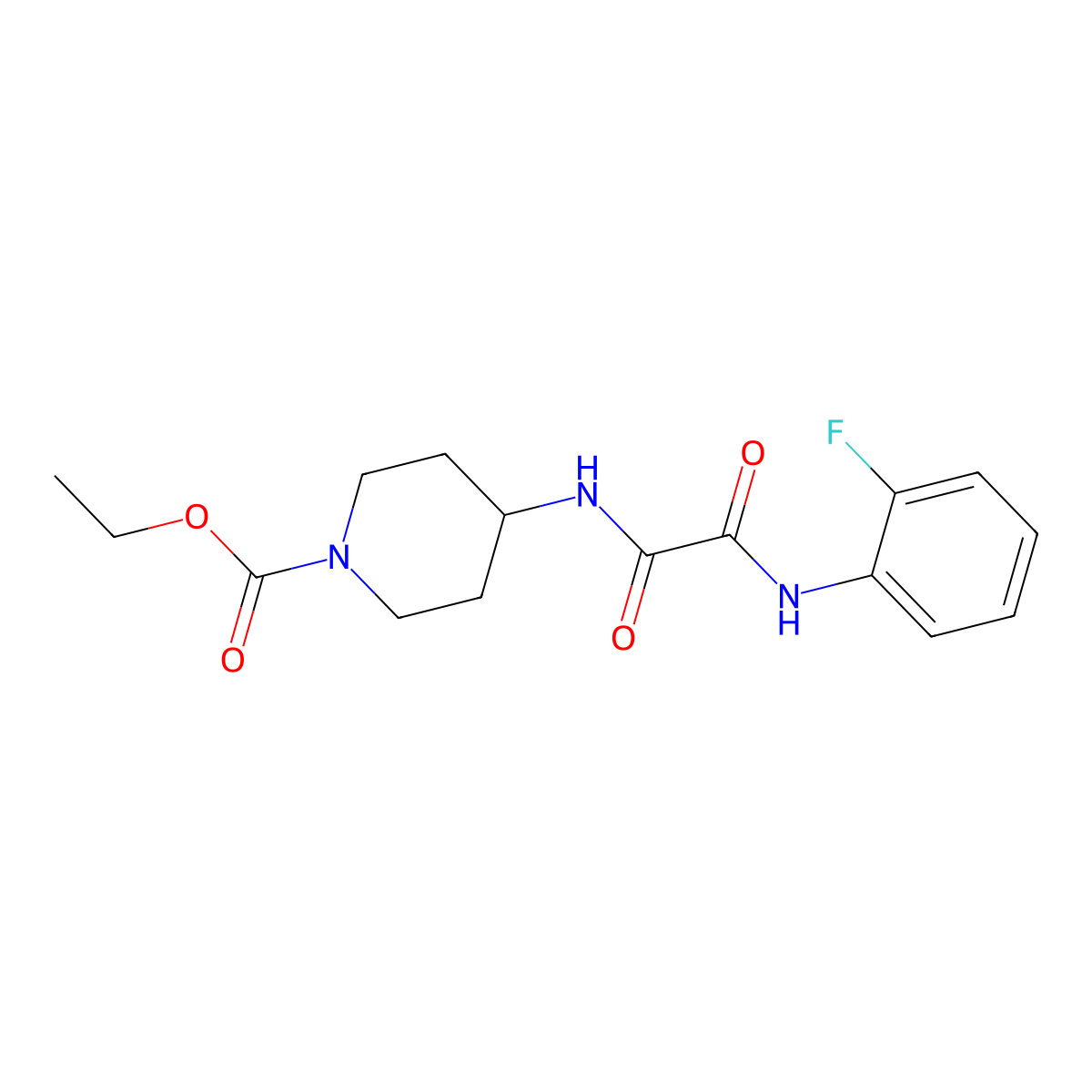 Ethyl 4-(2-((2-fluorophenyl)amino)-2-oxoacetamido)piperidine-1-carboxylate molecular structure, CAS 1206995-36-9