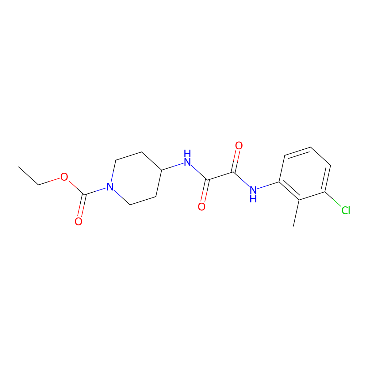 Ethyl 4-(2-((3-chloro-2-methylphenyl)amino)-2-oxoacetamido)piperidine-1-carboxylate molecular structure, CAS 1206995-37-0