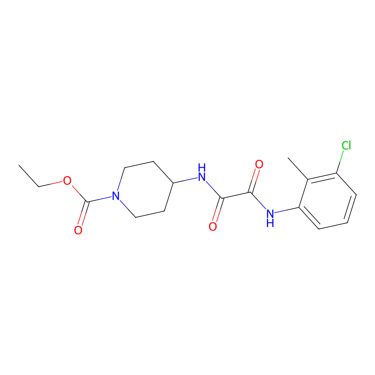 Ethyl 4-(2-((3-chloro-2-methylphenyl)amino)-2-oxoacetamido)piperidine-1-carboxylate molecular structure, CAS 1206995-37-0