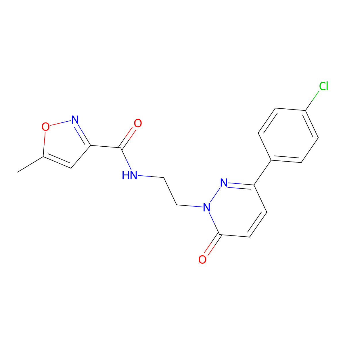 N-(2-(3-(4-chlorophenyl)-6-oxopyridazin-1(6H)-yl)ethyl)-5-methylisoxazole-3-carboxamide molecular structure, CAS 1206995-46-1