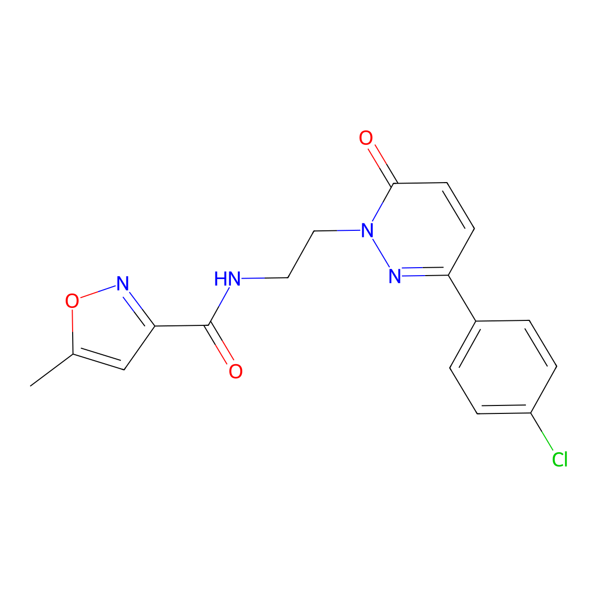 N-(2-(3-(4-chlorophenyl)-6-oxopyridazin-1(6H)-yl)ethyl)-5-methylisoxazole-3-carboxamide molecular structure, CAS 1206995-46-1