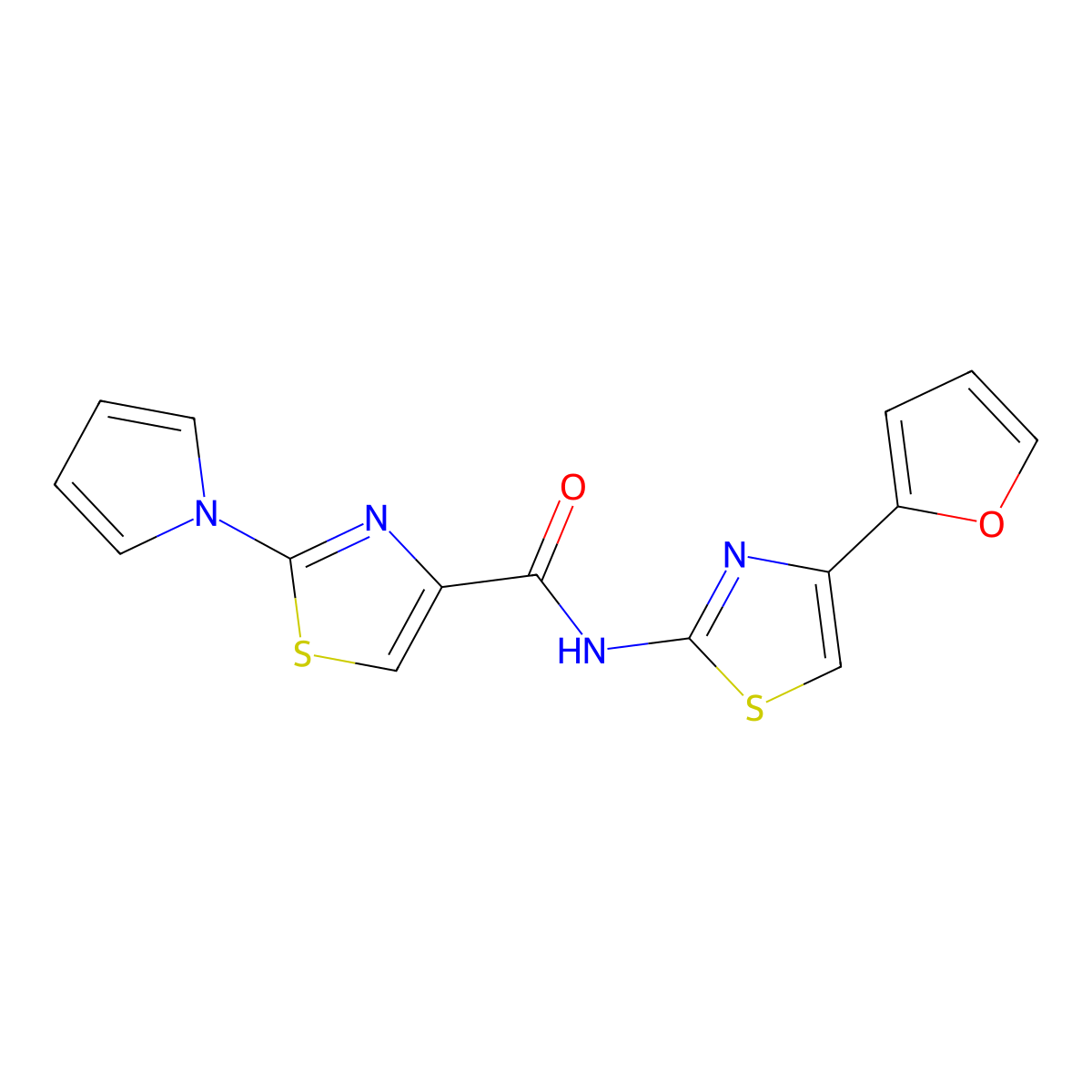 N-(4-(furan-2-yl)thiazol-2-yl)-2-(1H-pyrrol-1-yl)thiazole-4-carboxamide molecular structure, CAS 1206995-47-2