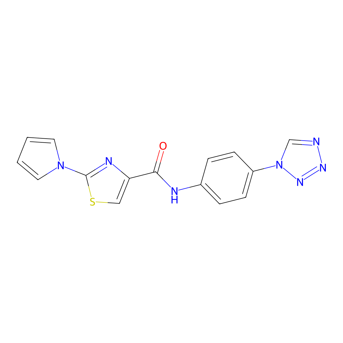 N-(4-(1H-tetrazol-1-yl)phenyl)-2-(1H-pyrrol-1-yl)thiazole-4-carboxamide molecular structure, CAS 1206995-51-8