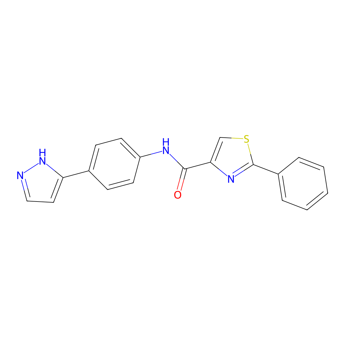 N-(4-(1H-pyrazol-3-yl)phenyl)-2-phenylthiazole-4-carboxamide molecular structure, CAS 1206995-61-0