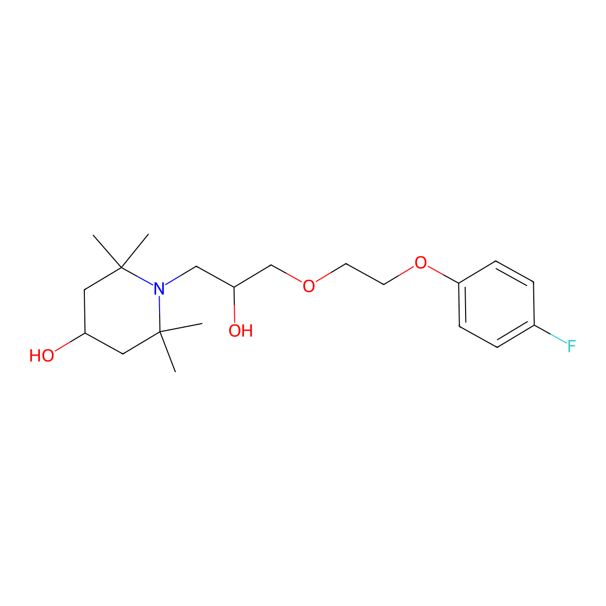 1-(3-(2-(4-Fluorophenoxy)ethoxy)-2-hydroxypropyl)-2,2,6,6-tetramethylpiperidin-4-ol molecular structure, CAS 1206995-63-2