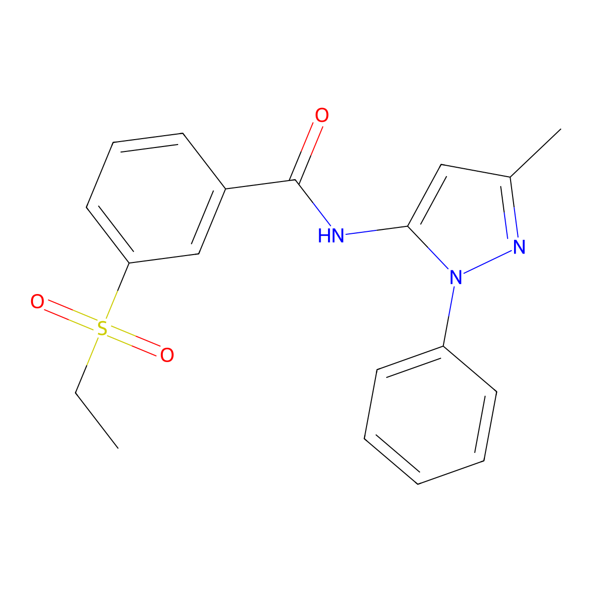 3-(ethylsulfonyl)-N-(3-methyl-1-phenyl-1H-pyrazol-5-yl)benzamide molecular structure, CAS 1206995-78-9
