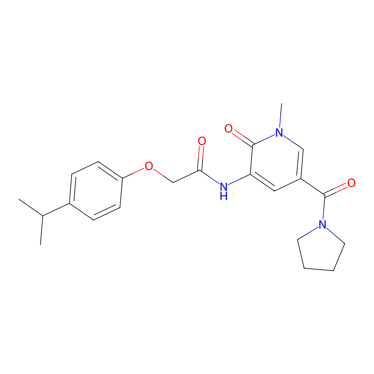 2-(4-isopropylphenoxy)-N-(1-methyl-2-oxo-5-(pyrrolidine-1-carbonyl)-1,2-dihydropyridin-3-yl)acetamide molecular structure, CAS 1206995-84-7