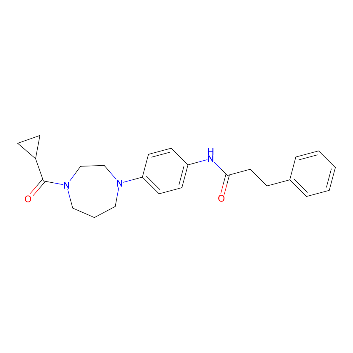 N-(4-(4-(cyclopropanecarbonyl)-1,4-diazepan-1-yl)phenyl)-3-phenylpropanamide molecular structure, CAS 1206995-96-1