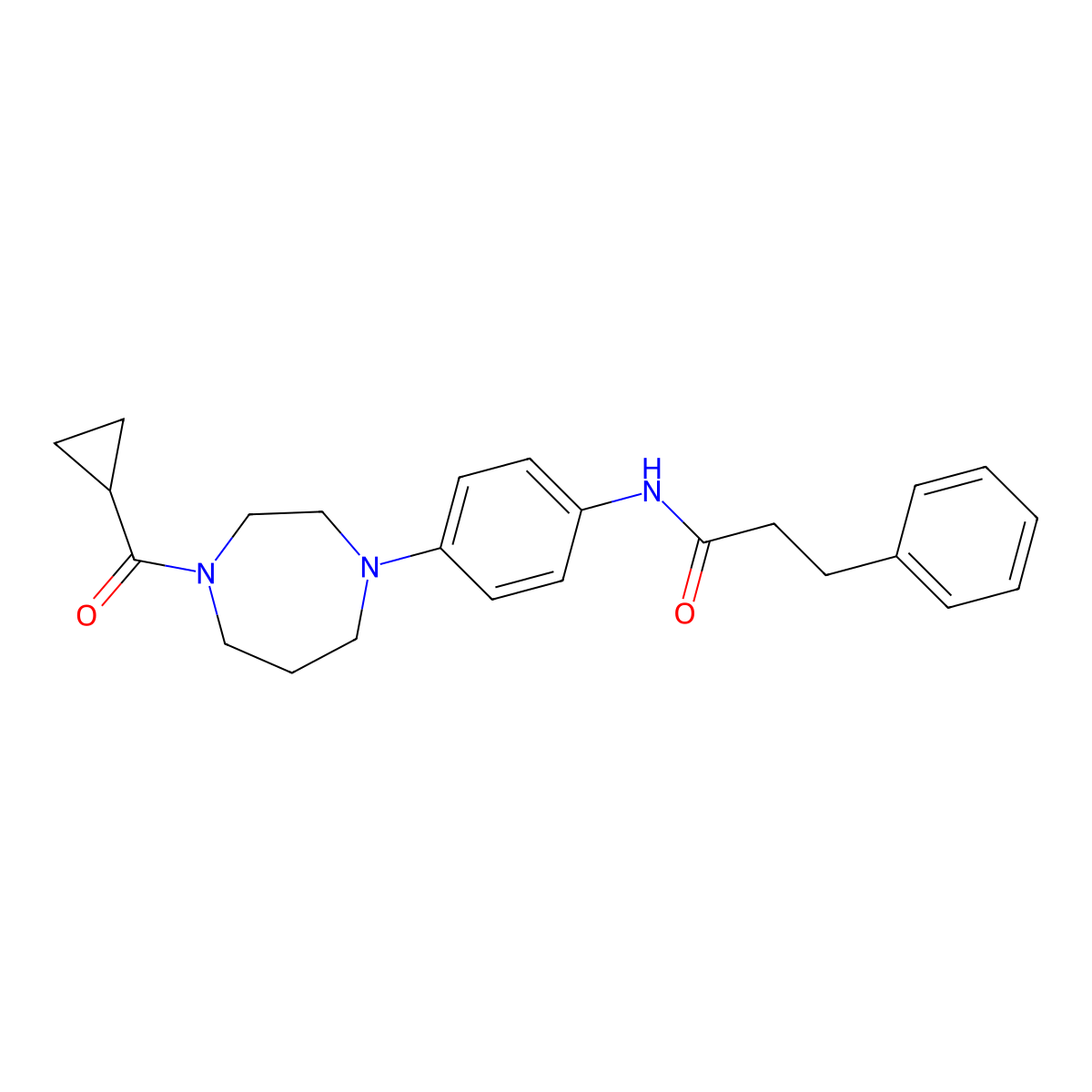 N-(4-(4-(cyclopropanecarbonyl)-1,4-diazepan-1-yl)phenyl)-3-phenylpropanamide molecular structure, CAS 1206995-96-1