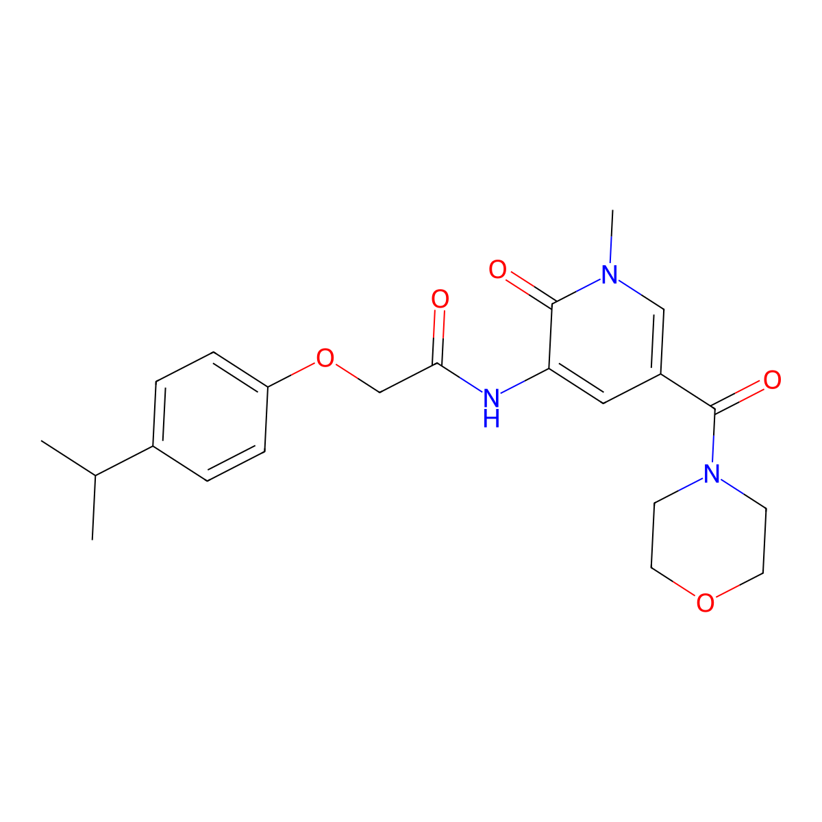 2-(4-isopropylphenoxy)-N-(1-methyl-5-(morpholine-4-carbonyl)-2-oxo-1,2-dihydropyridin-3-yl)acetamide molecular structure, CAS 1206995-98-3
