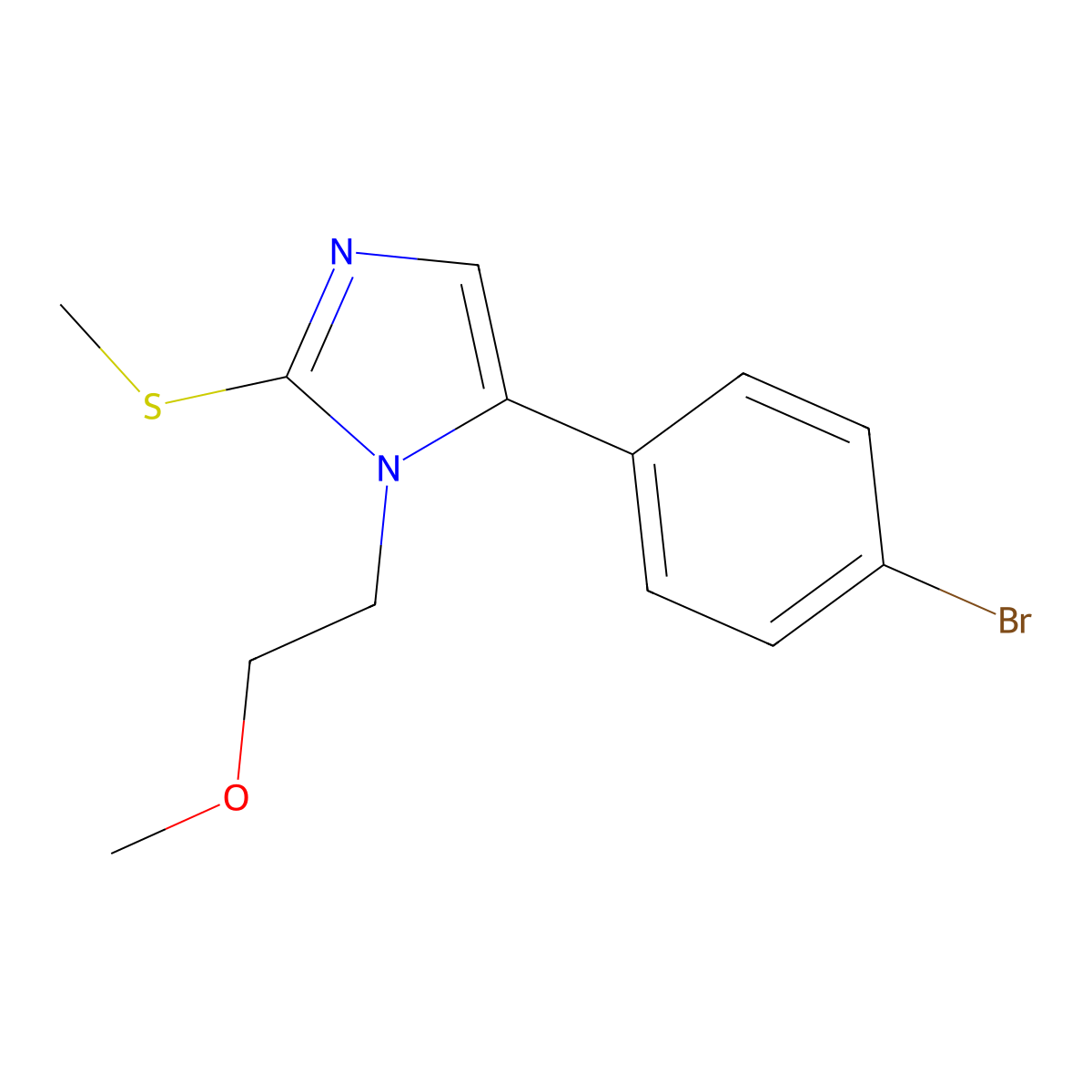 5-(4-bromophenyl)-1-(2-methoxyethyl)-2-(methylthio)-1H-imidazole molecular structure, CAS 1206996-19-1