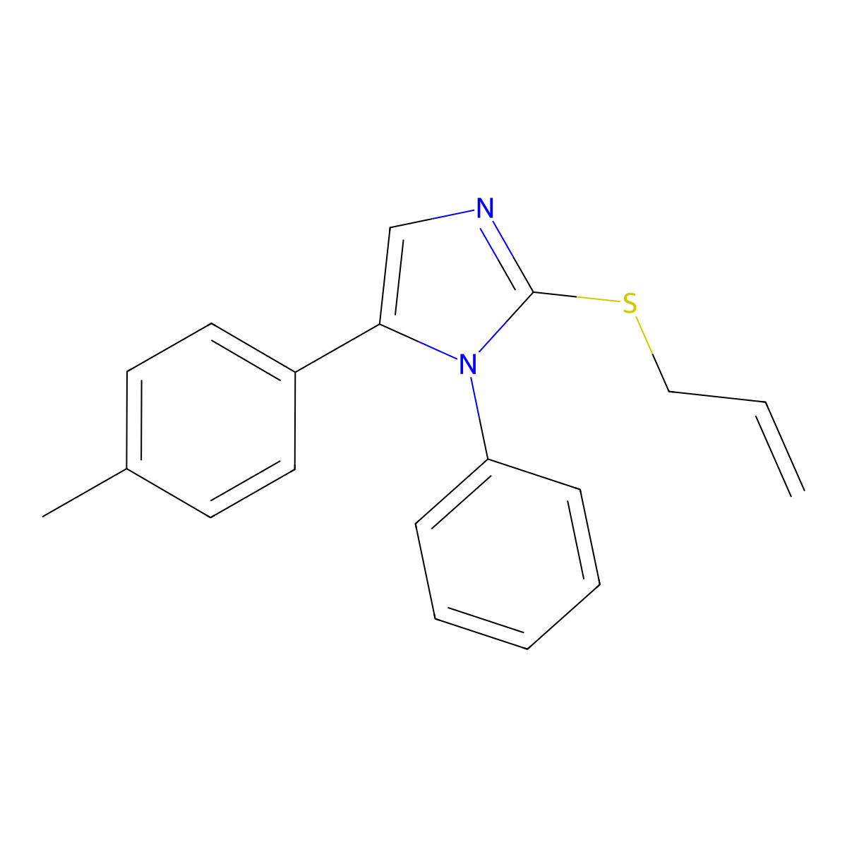 2-(allylthio)-1-phenyl-5-(p-tolyl)-1H-imidazole molecular structure, CAS 1206996-25-9