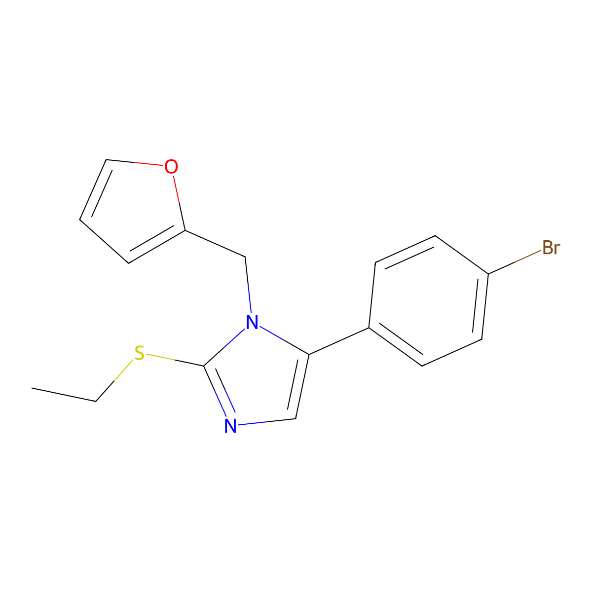 5-(4-bromophenyl)-2-(ethylthio)-1-(furan-2-ylmethyl)-1H-imidazole molecular structure, CAS 1206996-28-2