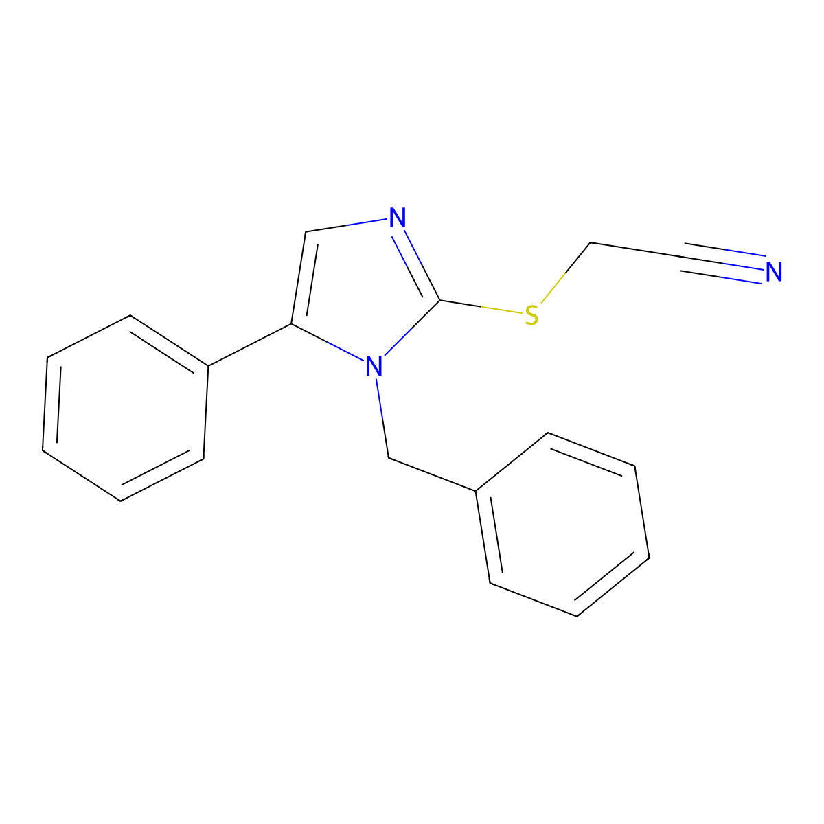 2-((1-benzyl-5-phenyl-1H-imidazol-2-yl)thio)acetonitrile molecular structure, CAS 1206996-31-7
