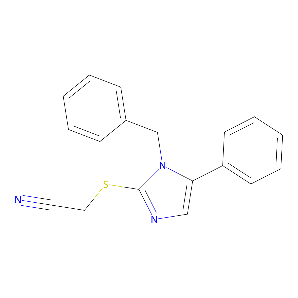 2-((1-benzyl-5-phenyl-1H-imidazol-2-yl)thio)acetonitrile molecular structure, CAS 1206996-31-7