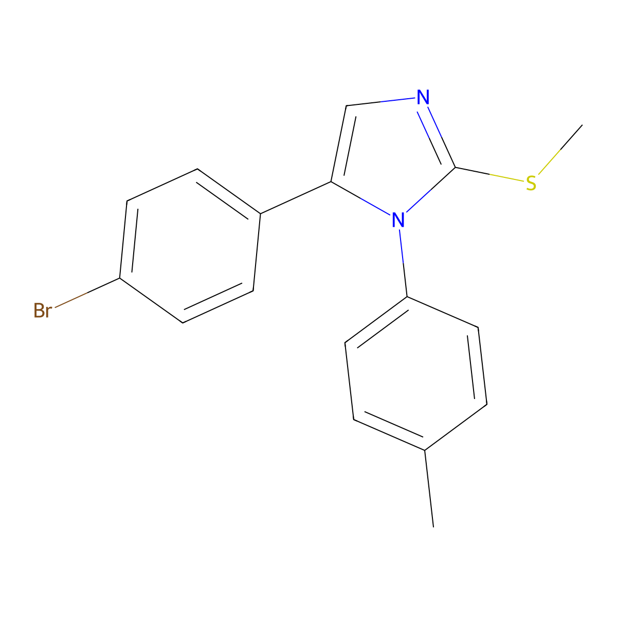 5-(4-bromophenyl)-2-(methylthio)-1-(p-tolyl)-1H-imidazole molecular structure, CAS 1206996-46-4