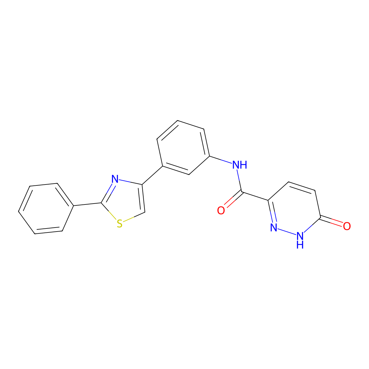 6-oxo-N-(3-(2-phenylthiazol-4-yl)phenyl)-1,6-dihydropyridazine-3-carboxamide molecular structure, CAS 1206996-47-5