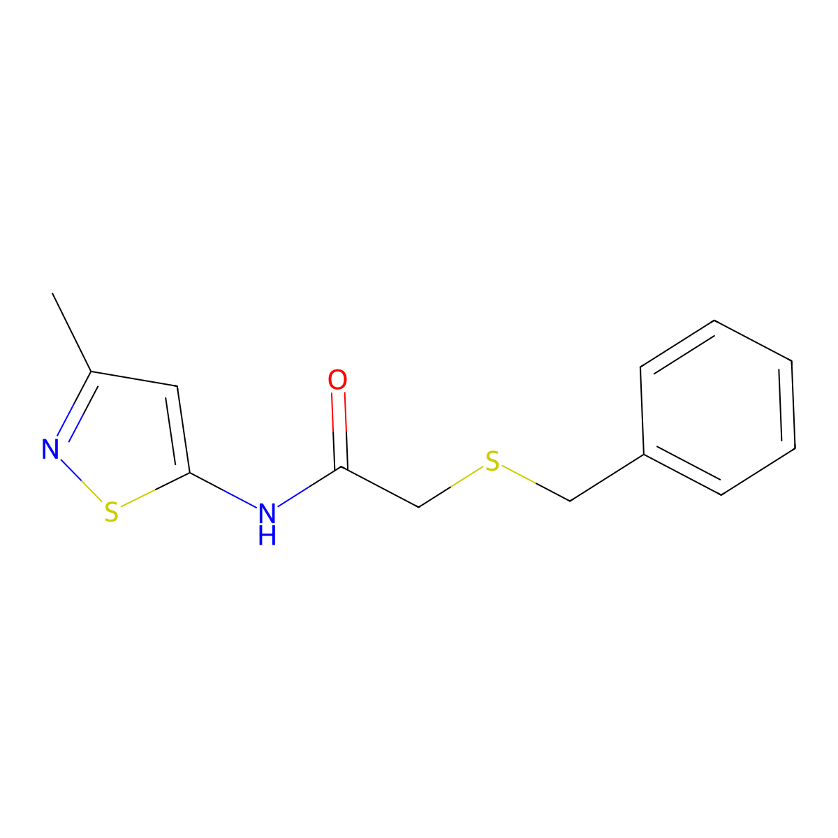 2-(benzylthio)-N-(3-methylisothiazol-5-yl)acetamide molecular structure, CAS 1206996-65-7
