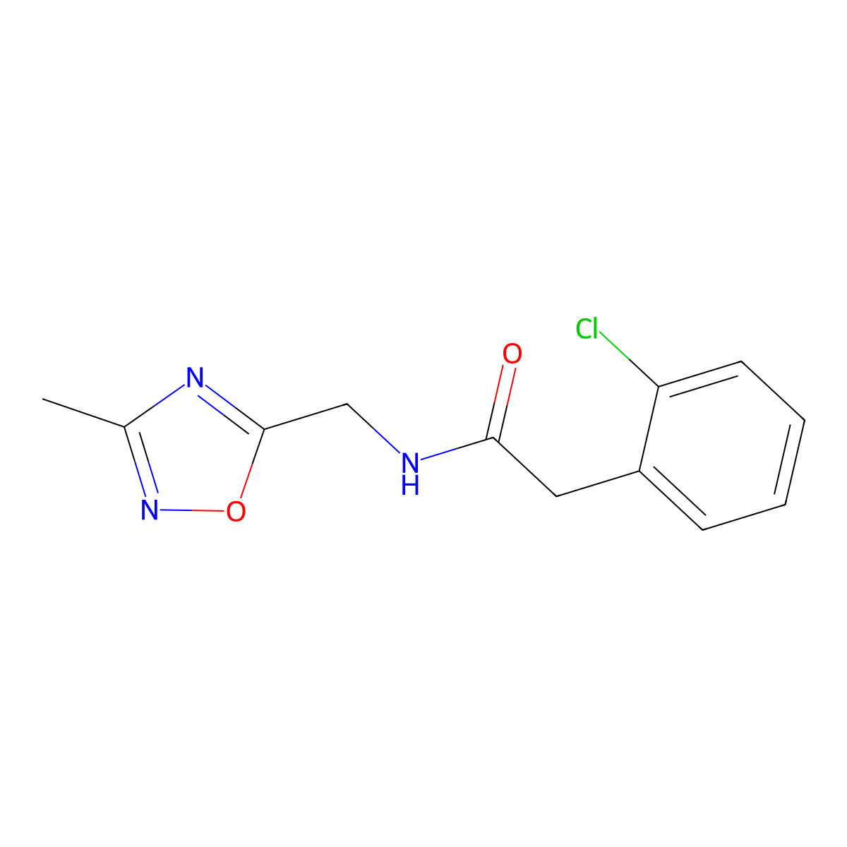 2-(2-chlorophenyl)-N-[(3-methyl-1,2,4-oxadiazol-5-yl)methyl]acetamide molecular structure, CAS 1206996-72-6