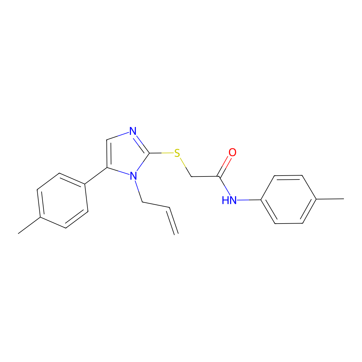 2-((1-allyl-5-(p-tolyl)-1H-imidazol-2-yl)thio)-N-(p-tolyl)acetamide molecular structure, CAS 1206996-81-7