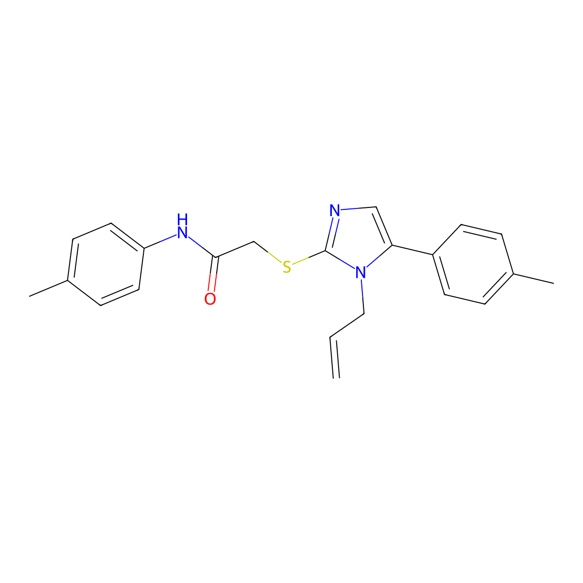 2-((1-allyl-5-(p-tolyl)-1H-imidazol-2-yl)thio)-N-(p-tolyl)acetamide molecular structure, CAS 1206996-81-7