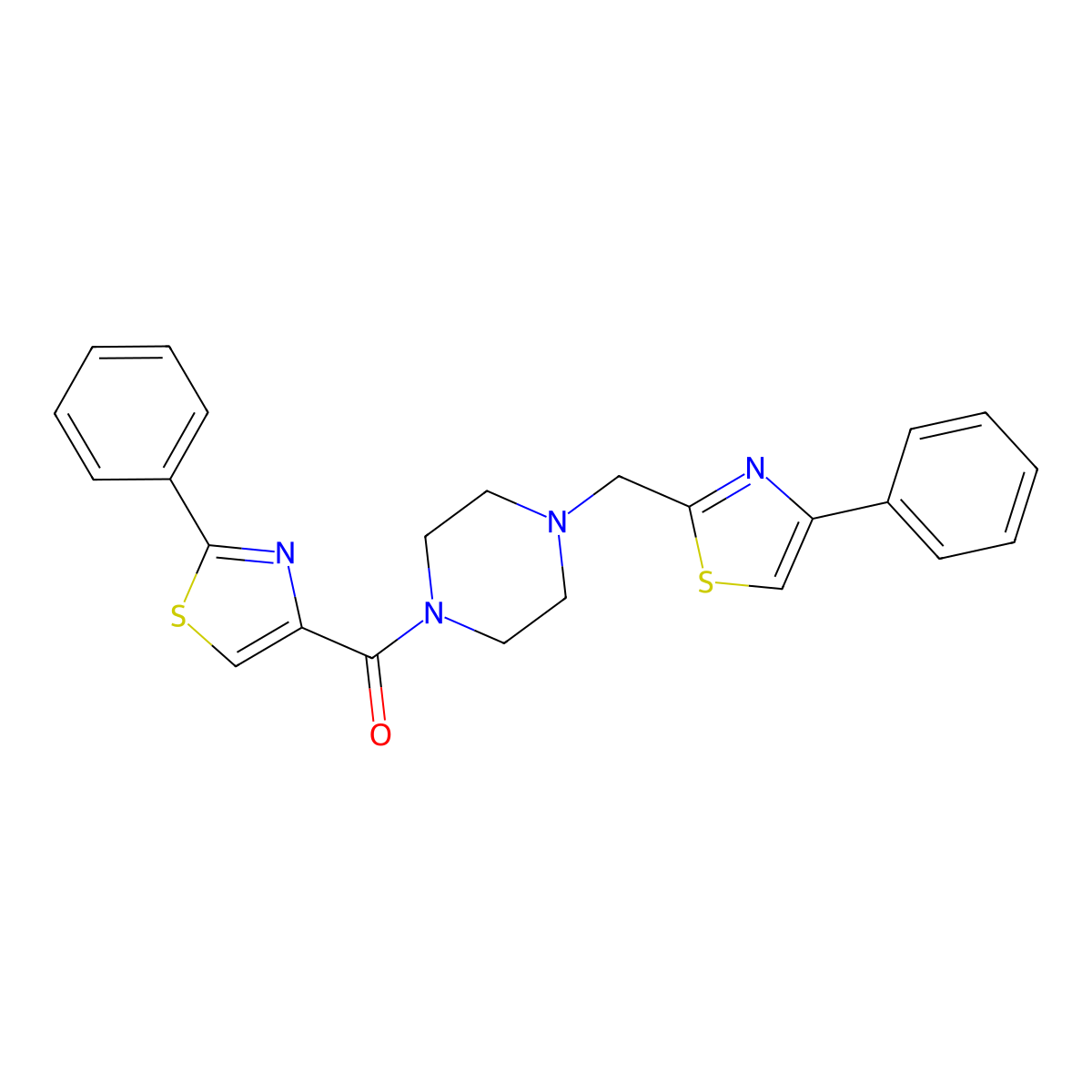 (4-((4-Phenylthiazol-2-yl)methyl)piperazin-1-yl)(2-phenylthiazol-4-yl)methanone molecular structure, CAS 1206996-96-4