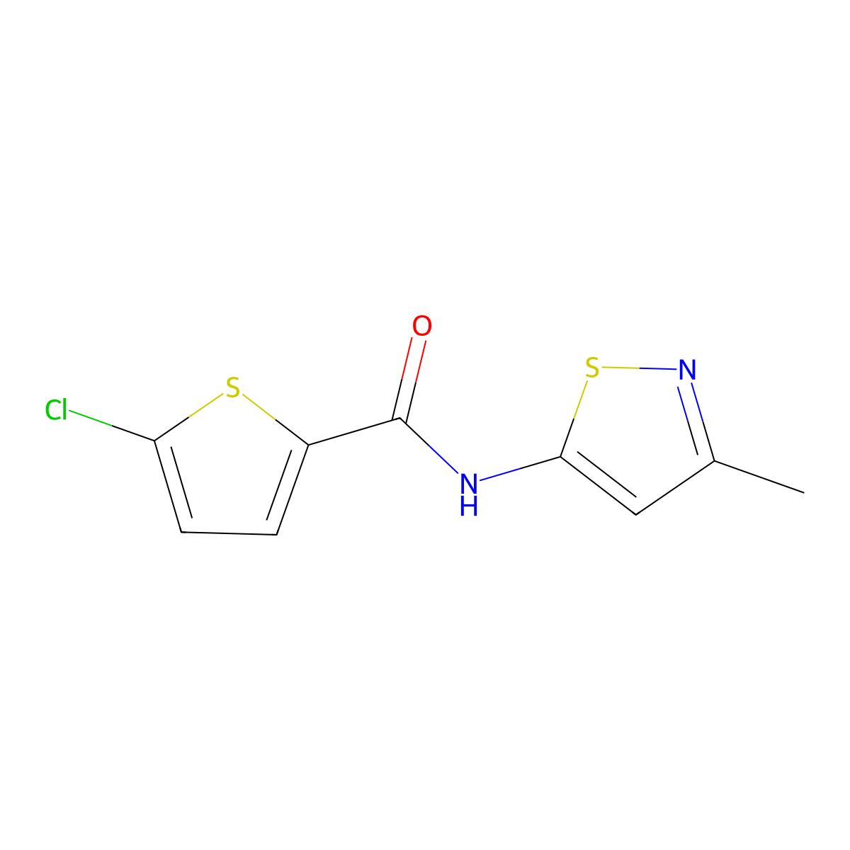 5-chloro-N-(3-methylisothiazol-5-yl)thiophene-2-carboxamide molecular structure, CAS 1206997-00-3