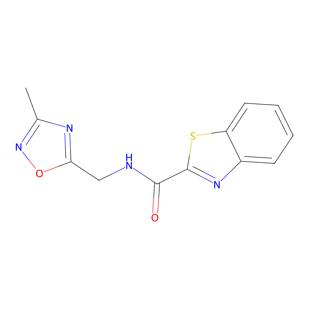 N-((3-methyl-1,2,4-oxadiazol-5-yl)methyl)benzo[d]thiazole-2-carboxamide molecular structure, CAS 1206997-09-2