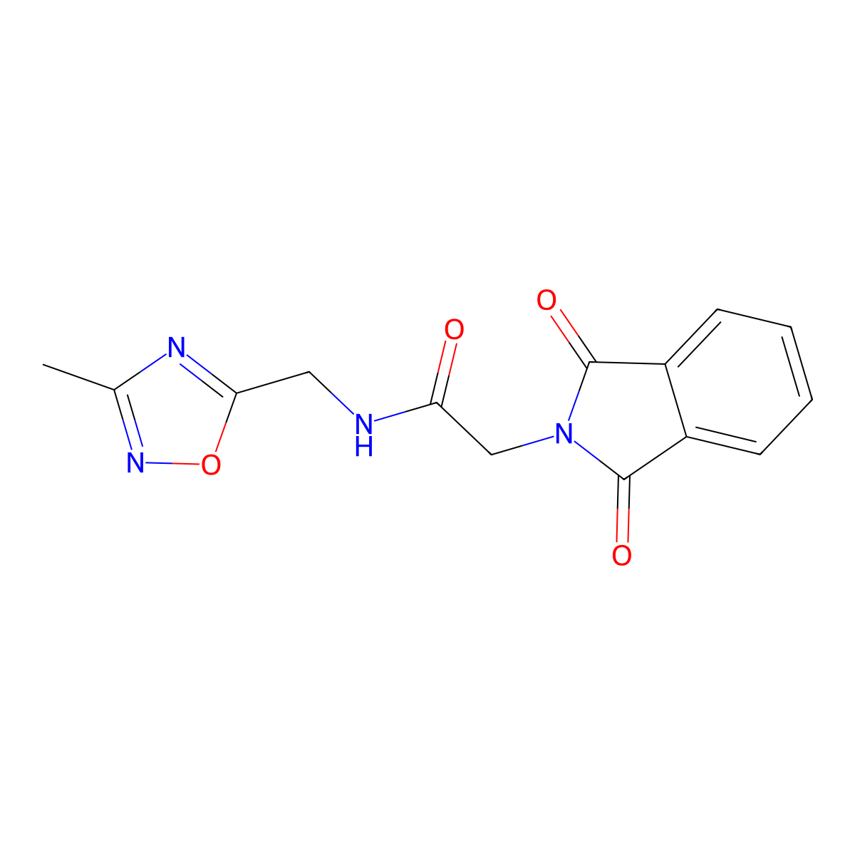 2-(1,3-dioxoisoindolin-2-yl)-N-((3-methyl-1,2,4-oxadiazol-5-yl)methyl)acetamide molecular structure, CAS 1206997-12-7