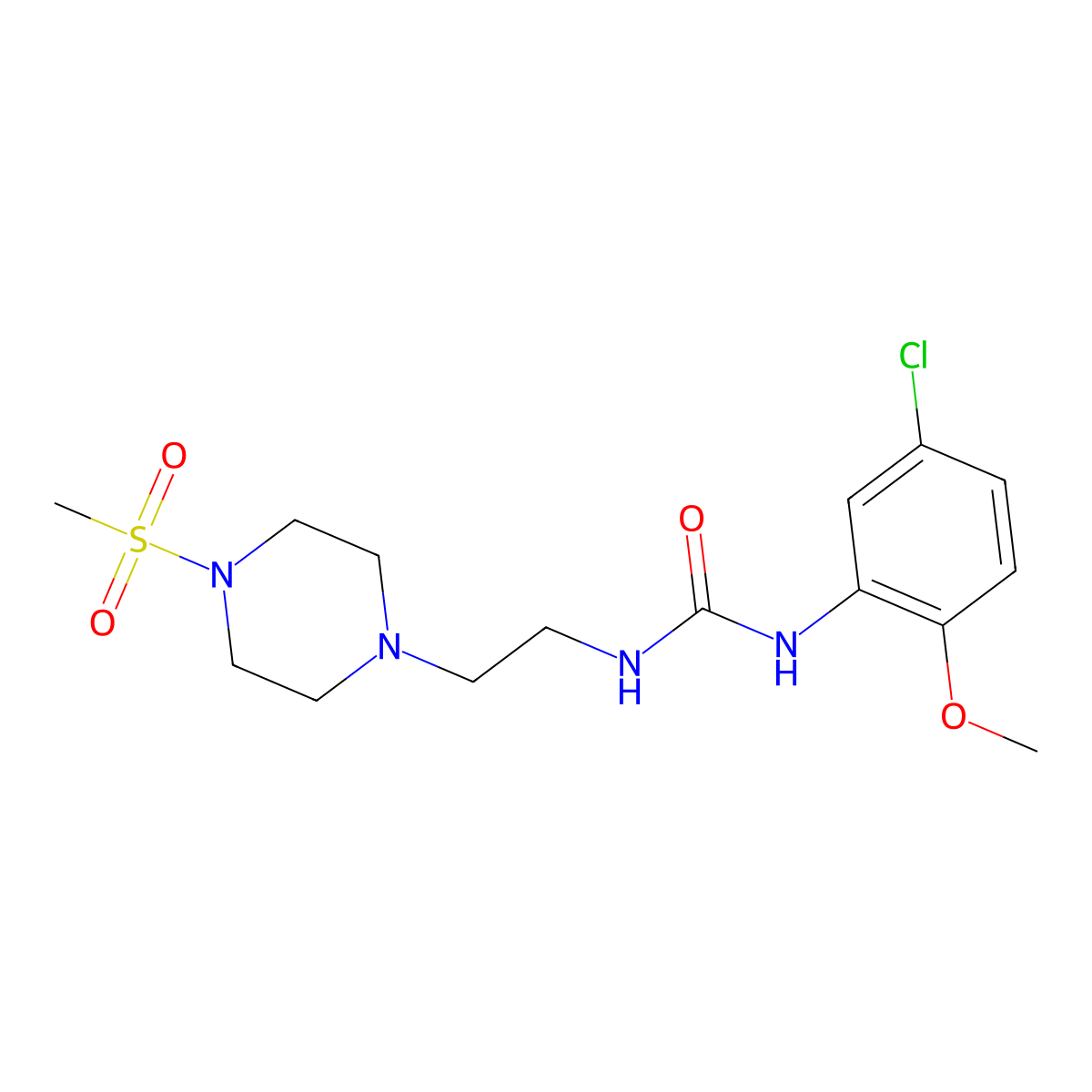 1-(5-Chloro-2-methoxyphenyl)-3-(2-(4-(methylsulfonyl)piperazin-1-yl)ethyl)urea molecular structure, CAS 1206997-15-0