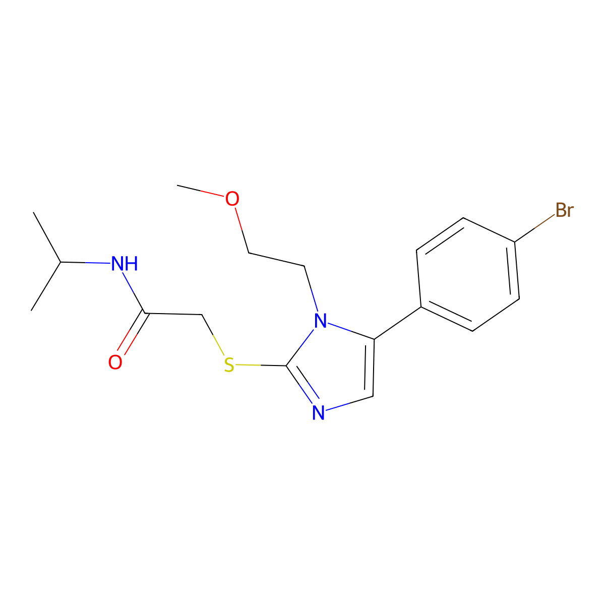 2-((5-(4-bromophenyl)-1-(2-methoxyethyl)-1H-imidazol-2-yl)thio)-N-isopropylacetamide molecular structure, CAS 1206997-17-2