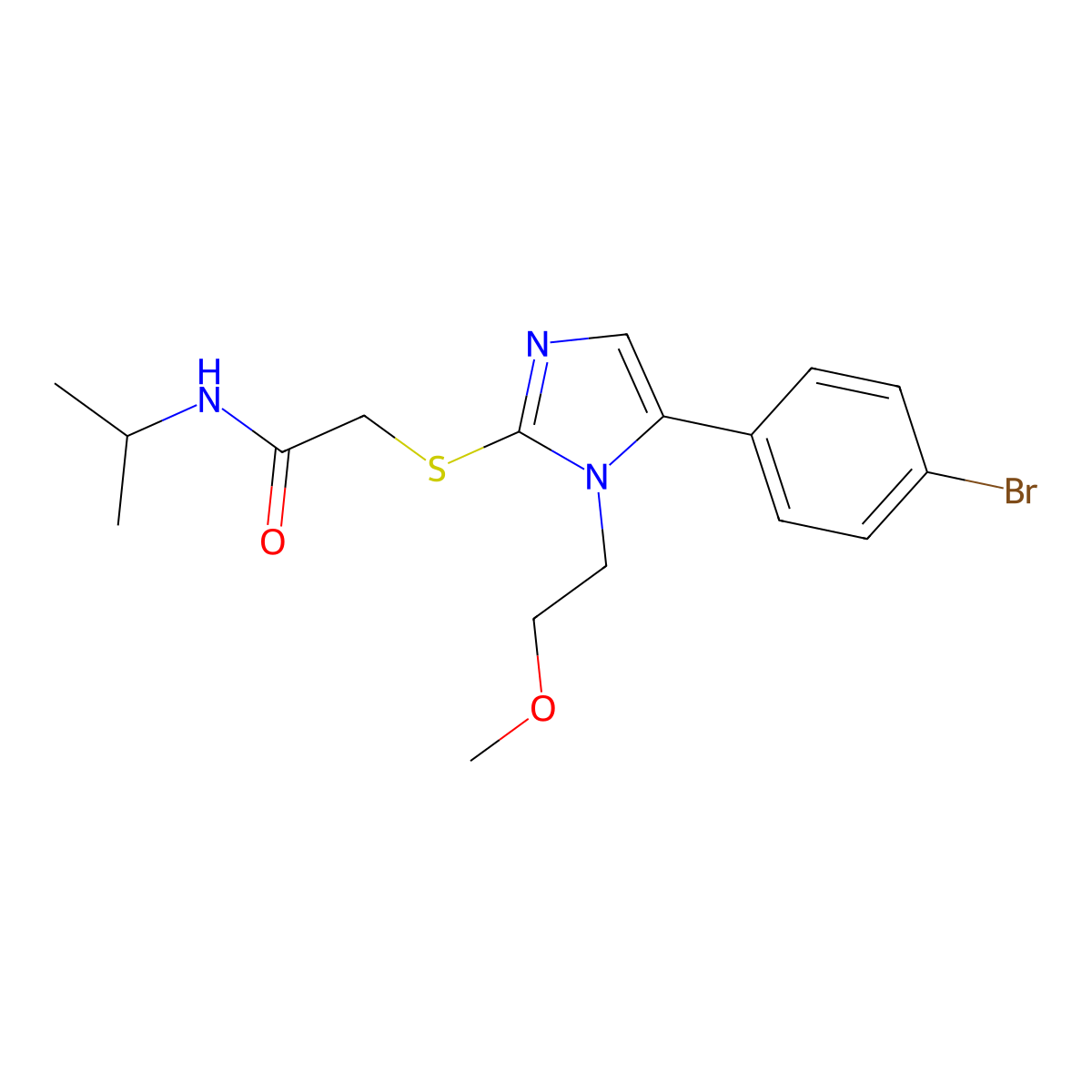 2-((5-(4-bromophenyl)-1-(2-methoxyethyl)-1H-imidazol-2-yl)thio)-N-isopropylacetamide molecular structure, CAS 1206997-17-2