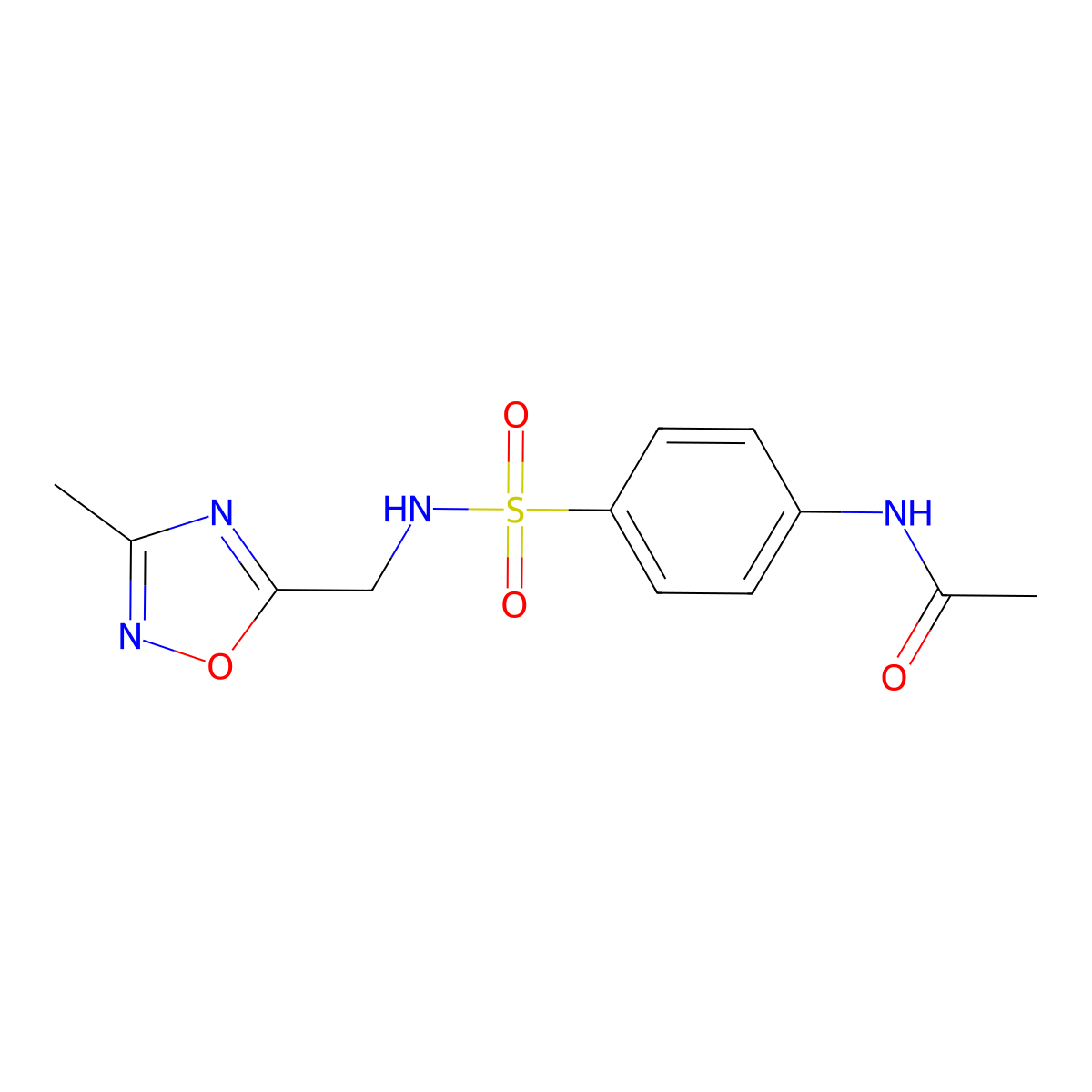 N-(4-{[(3-methyl-1,2,4-oxadiazol-5-yl)methyl]sulfamoyl}phenyl)acetamide molecular structure, CAS 1206997-21-8