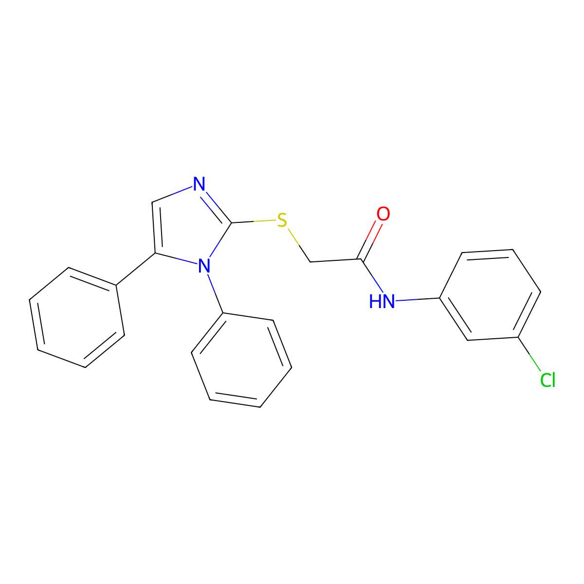 N-(3-chlorophenyl)-2-((1,5-diphenyl-1H-imidazol-2-yl)thio)acetamide molecular structure, CAS 1206997-34-3
