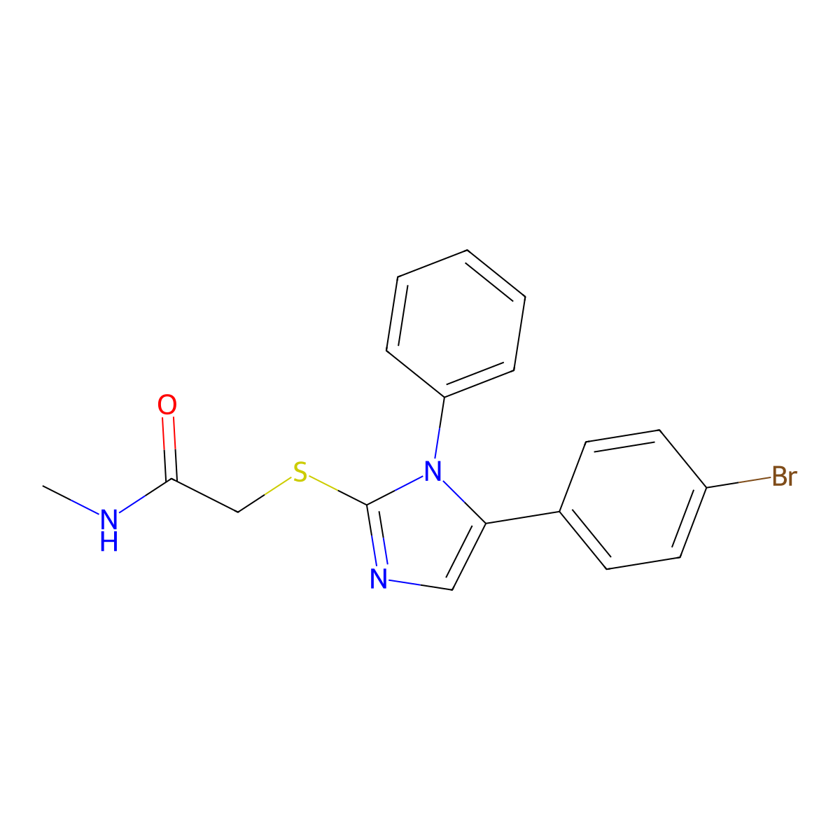 2-((5-(4-bromophenyl)-1-phenyl-1H-imidazol-2-yl)thio)-N-methylacetamide molecular structure, CAS 1206997-44-5