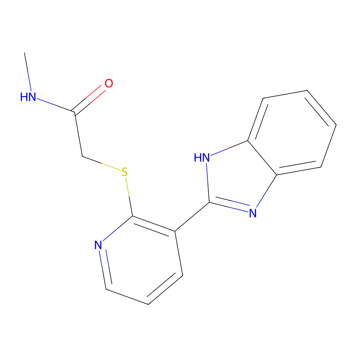 2-((3-(1H-benzo[d]imidazol-2-yl)pyridin-2-yl)thio)-N-methylacetamide molecular structure, CAS 1206997-45-6