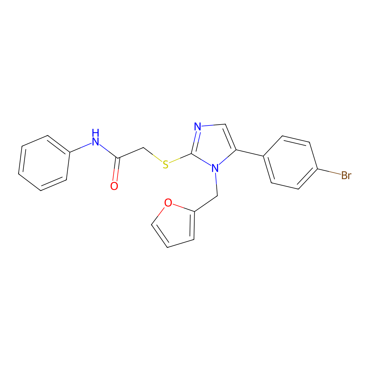 2-((5-(4-bromophenyl)-1-(furan-2-ylmethyl)-1H-imidazol-2-yl)thio)-N-phenylacetamide molecular structure, CAS 1206997-53-6