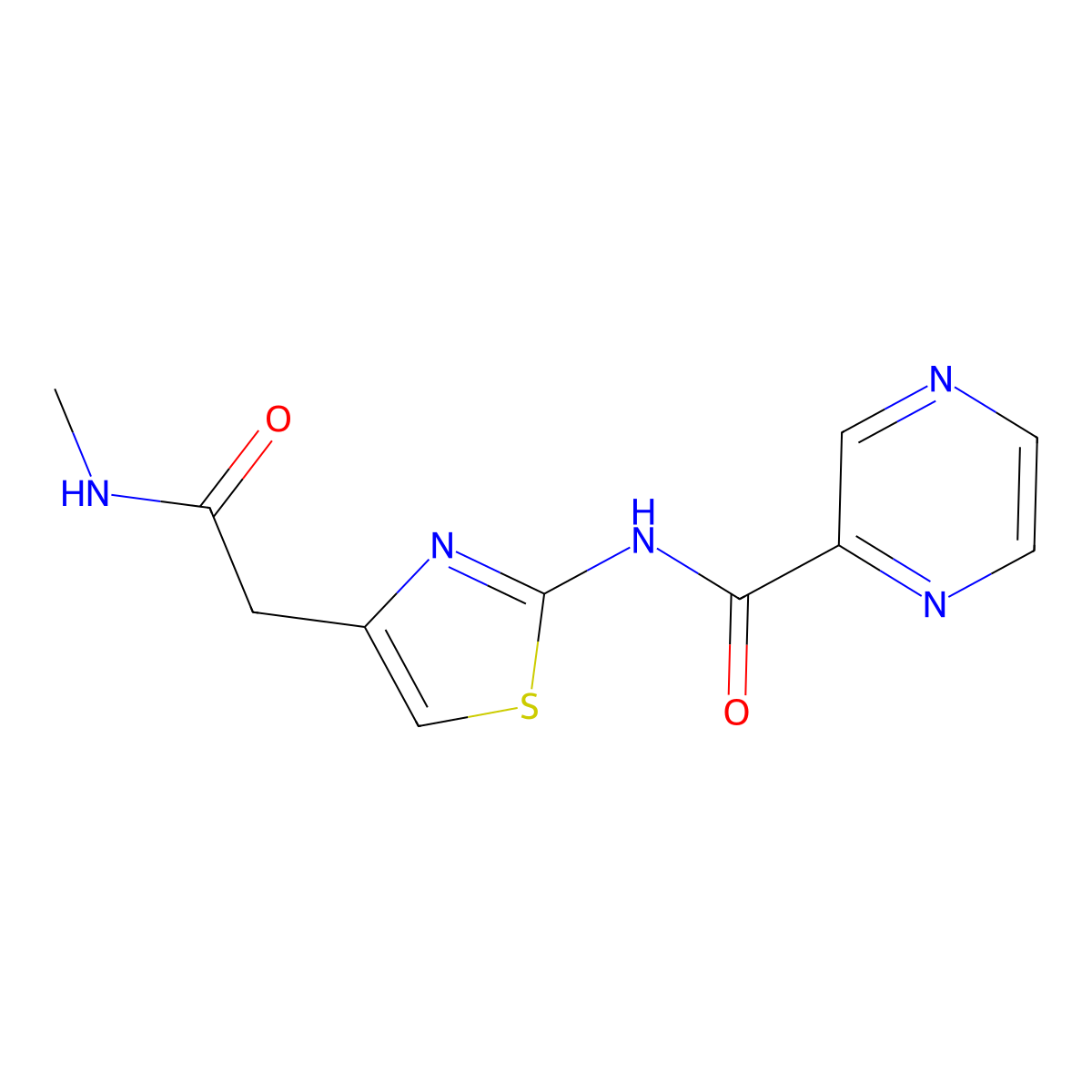 N-(4-(2-(methylamino)-2-oxoethyl)thiazol-2-yl)pyrazine-2-carboxamide molecular structure, CAS 1206997-58-1
