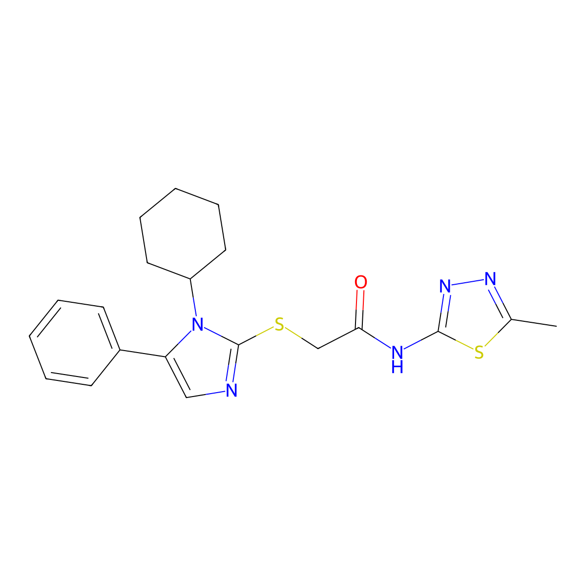 2-((1-cyclohexyl-5-phenyl-1H-imidazol-2-yl)thio)-N-(5-methyl-1,3,4-thiadiazol-2-yl)acetamide molecular structure, CAS 1206997-66-1