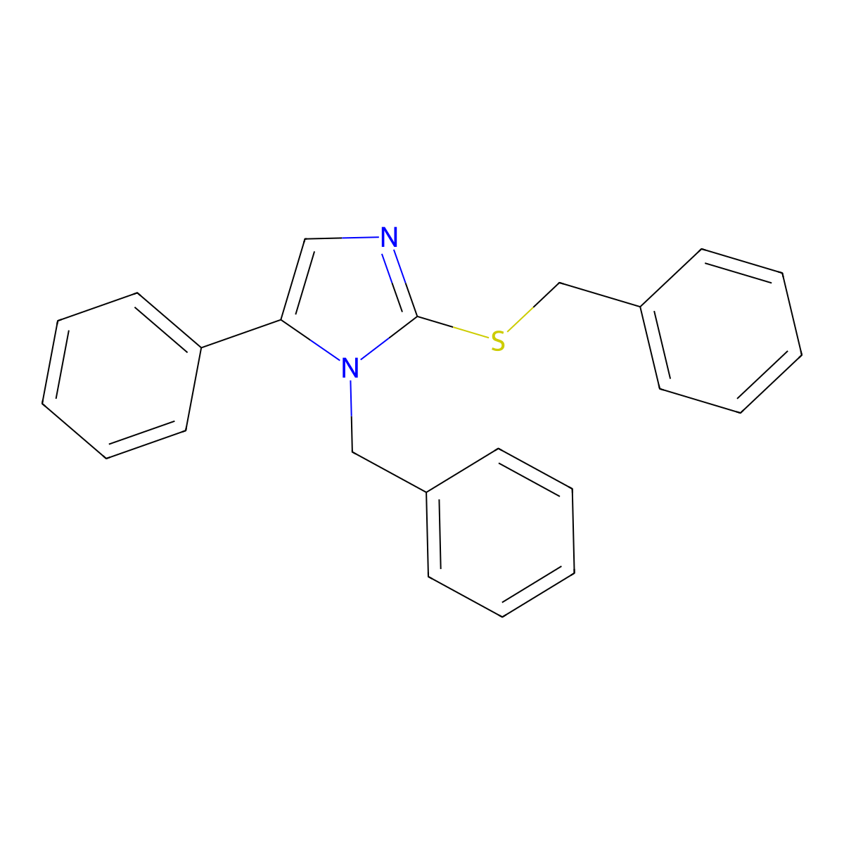 1-benzyl-2-(benzylthio)-5-phenyl-1H-imidazole molecular structure, CAS 1206997-69-4