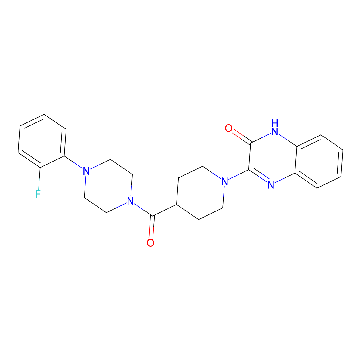 3-(4-(4-(2-fluorophenyl)piperazine-1-carbonyl)piperidin-1-yl)quinoxalin-2(1H)-one molecular structure, CAS 1206997-70-7