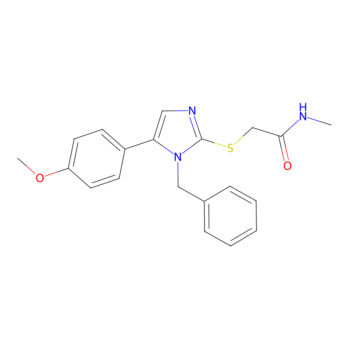 2-((1-benzyl-5-(4-methoxyphenyl)-1H-imidazol-2-yl)thio)-N-methylacetamide molecular structure, CAS 1206997-75-2