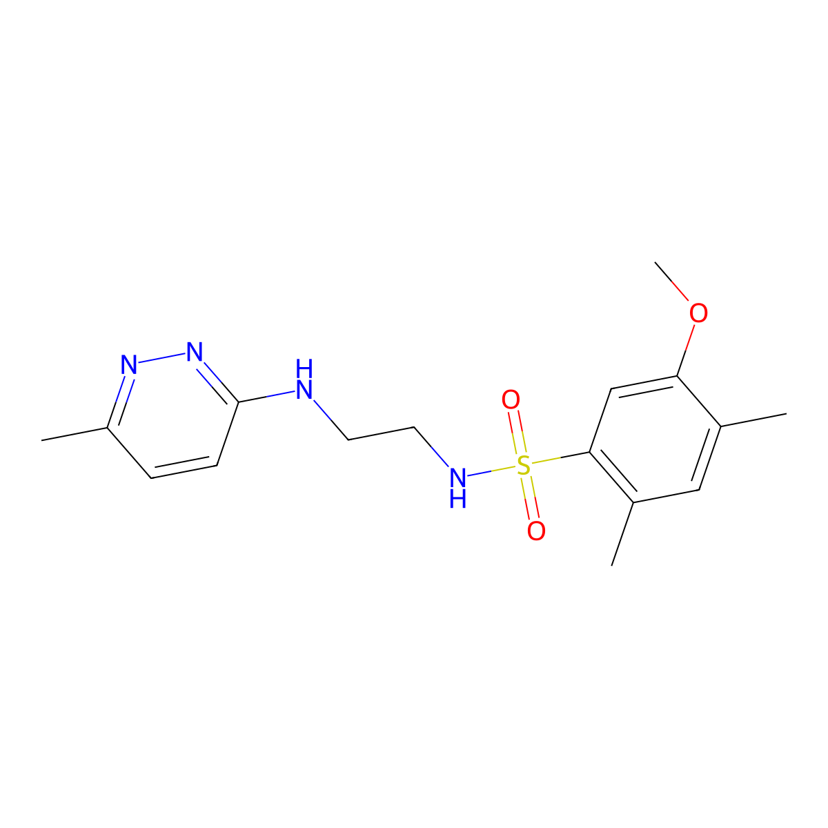 5-methoxy-2,4-dimethyl-N-(2-((6-methylpyridazin-3-yl)amino)ethyl)benzenesulfonamide molecular structure, CAS 1206997-83-2