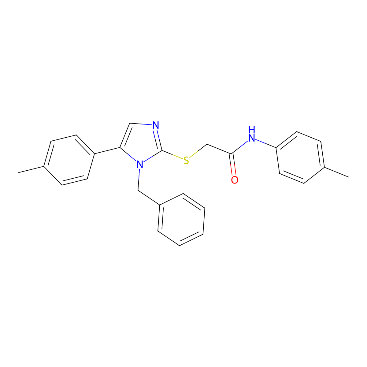 2-((1-benzyl-5-(p-tolyl)-1H-imidazol-2-yl)thio)-N-(p-tolyl)acetamide molecular structure, CAS 1206997-84-3