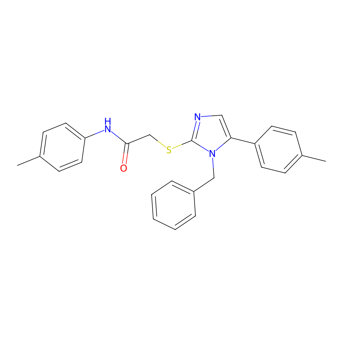 2-((1-benzyl-5-(p-tolyl)-1H-imidazol-2-yl)thio)-N-(p-tolyl)acetamide molecular structure, CAS 1206997-84-3