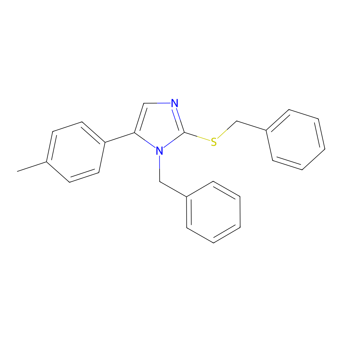 1-benzyl-2-(benzylthio)-5-(p-tolyl)-1H-imidazole molecular structure, CAS 1206997-90-1