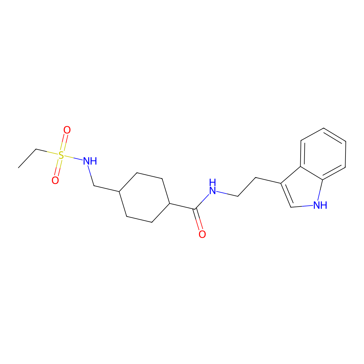 N-(2-(1H-indol-3-yl)ethyl)-4-(ethylsulfonamidomethyl)cyclohexanecarboxamide molecular structure, CAS 1206997-97-8