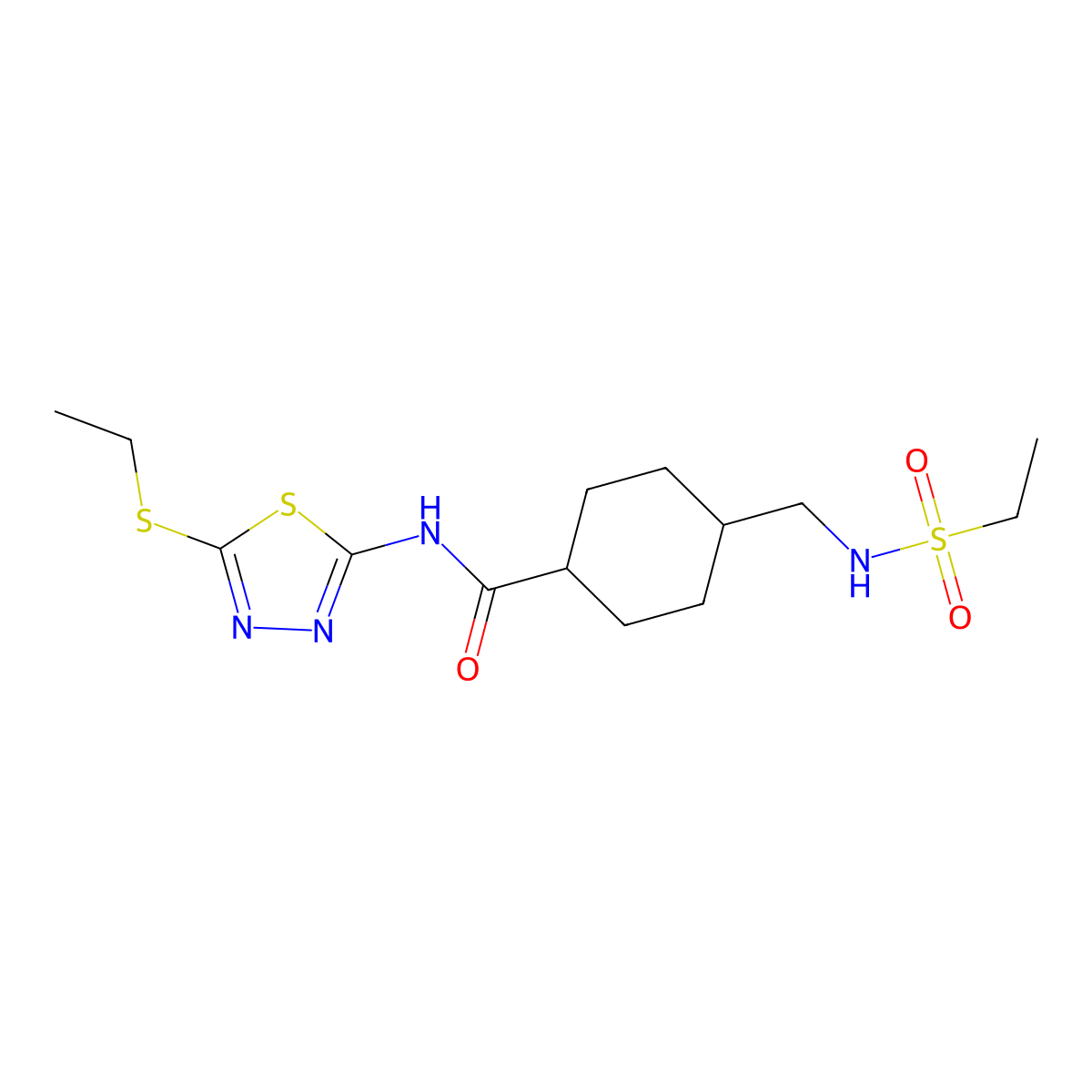 4-(ethanesulfonamidomethyl)-N-[5-(ethylsulfanyl)-1,3,4-thiadiazol-2-yl]cyclohexane-1-carboxamide molecular structure, CAS 1206998-01-7
