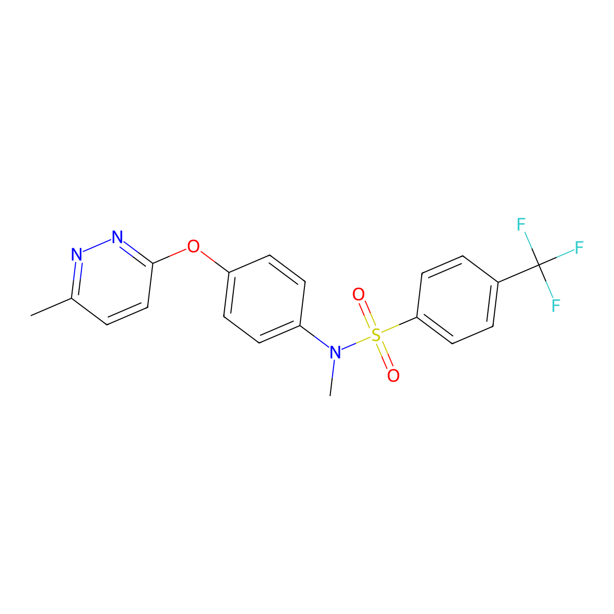 N-methyl-N-(4-((6-methylpyridazin-3-yl)oxy)phenyl)-4-(trifluoromethyl)benzenesulfonamide molecular structure, CAS 1206998-11-9